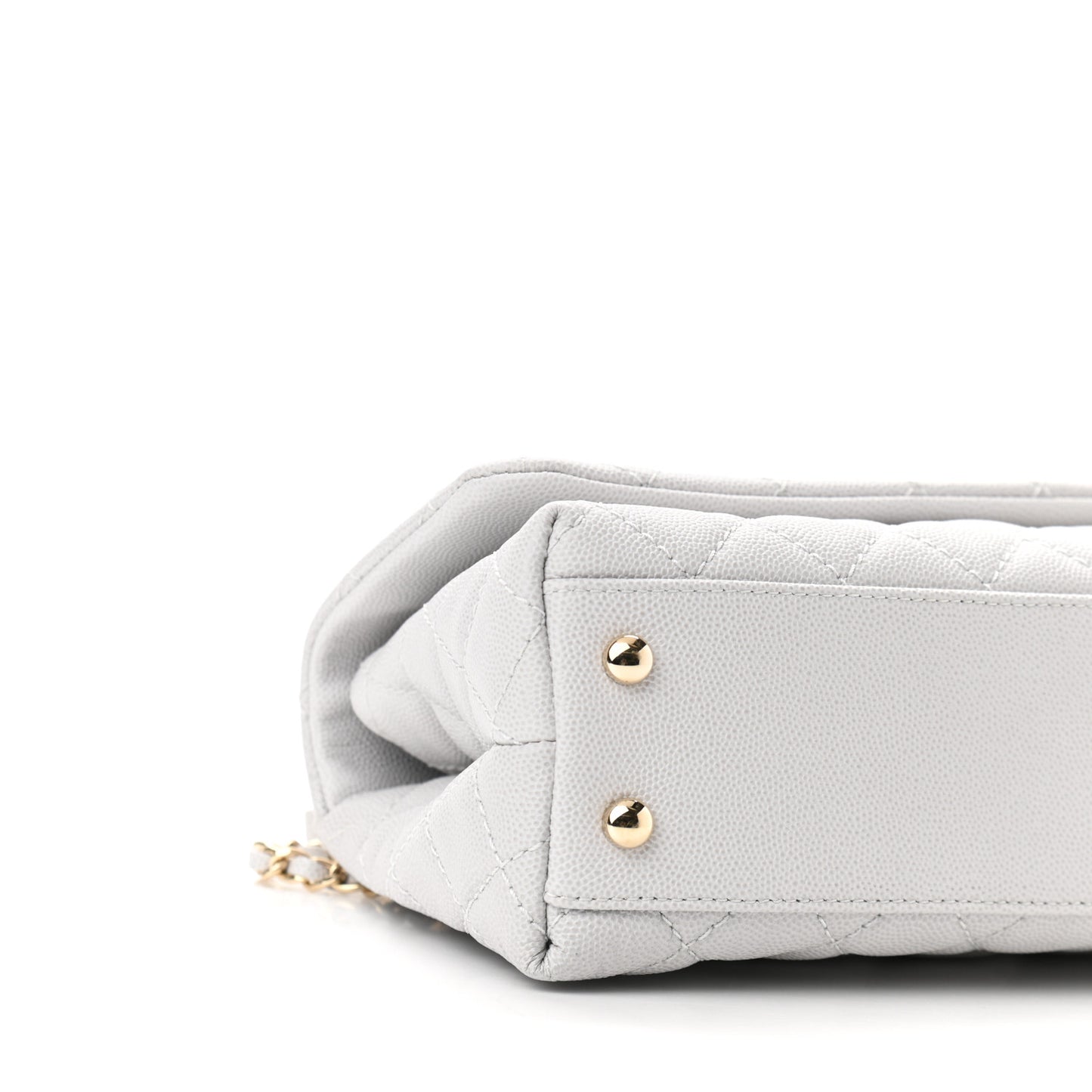 Caviar Quilted Mini Coco Handle Flap Light Grey