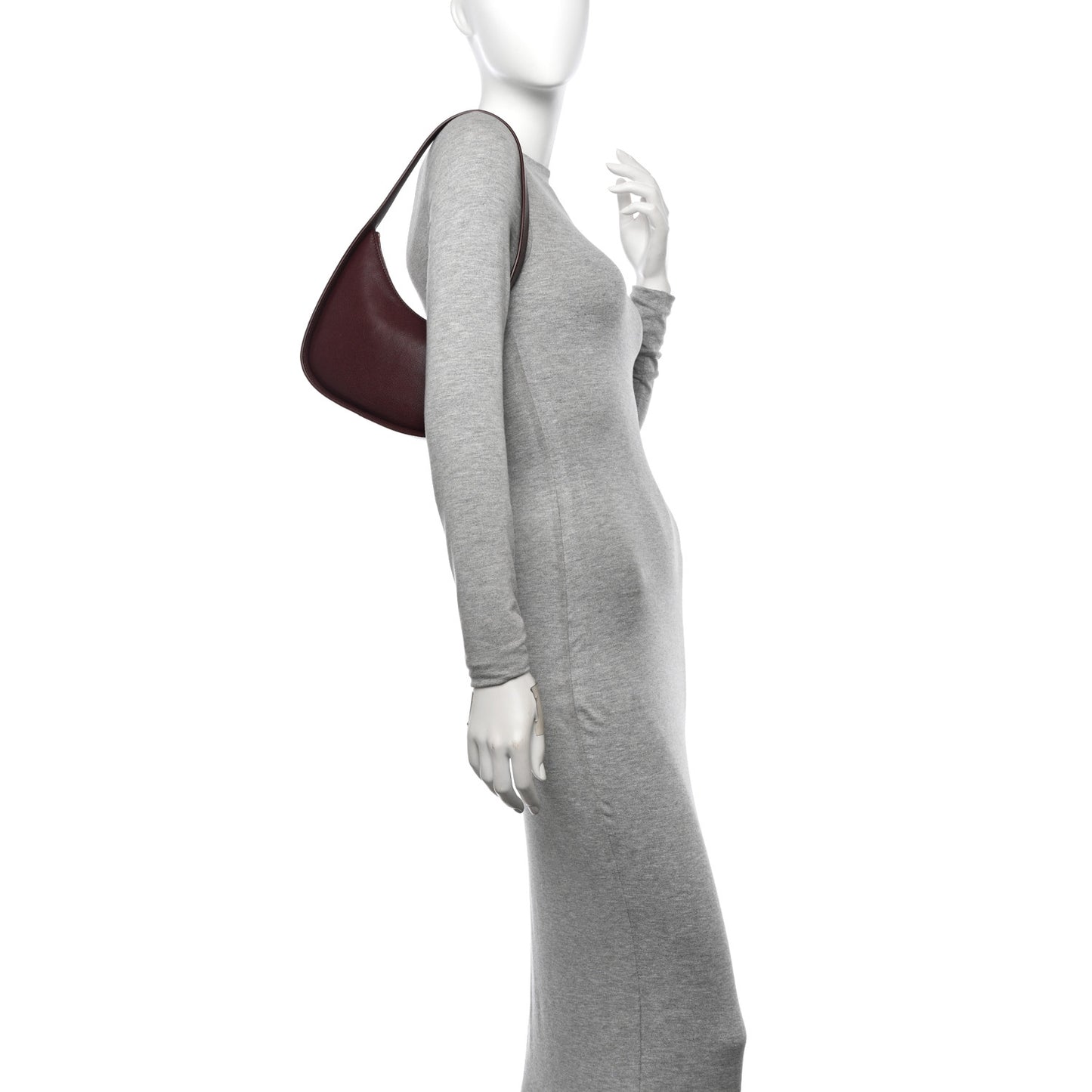 Grained Calfskin Half Moon Shoulder Bag Raisin