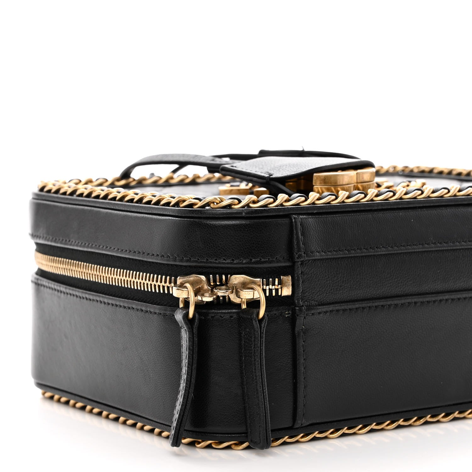 Chanel Goatskin Quilted Medium CC Filigree Vanity Case Black 10 of 12