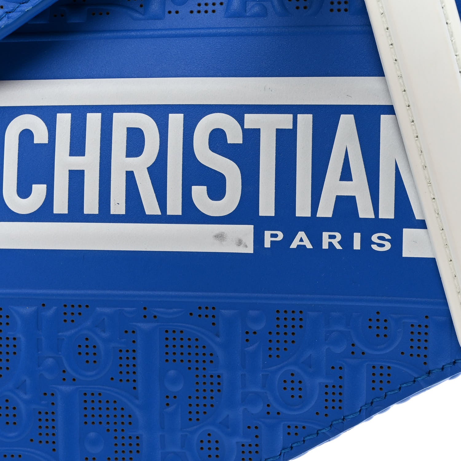 Christian Dior Perforated Calfskin Embossed Oblique Saddle Bag Blue White 11 of 11