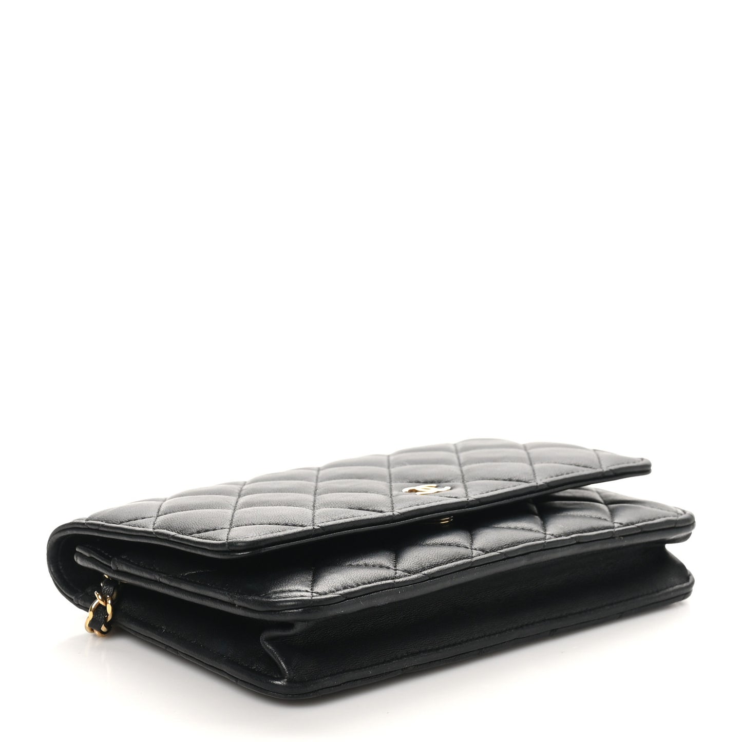 Lambskin Quilted Wallet On Chain WOC Black
