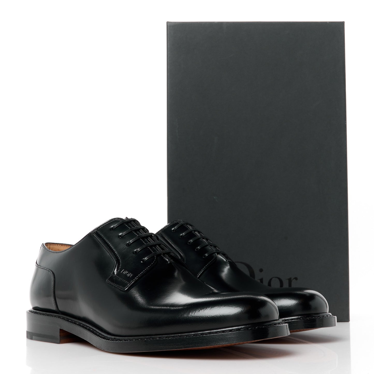 Polished Calfskin Mens Derby Shoe 41 Black