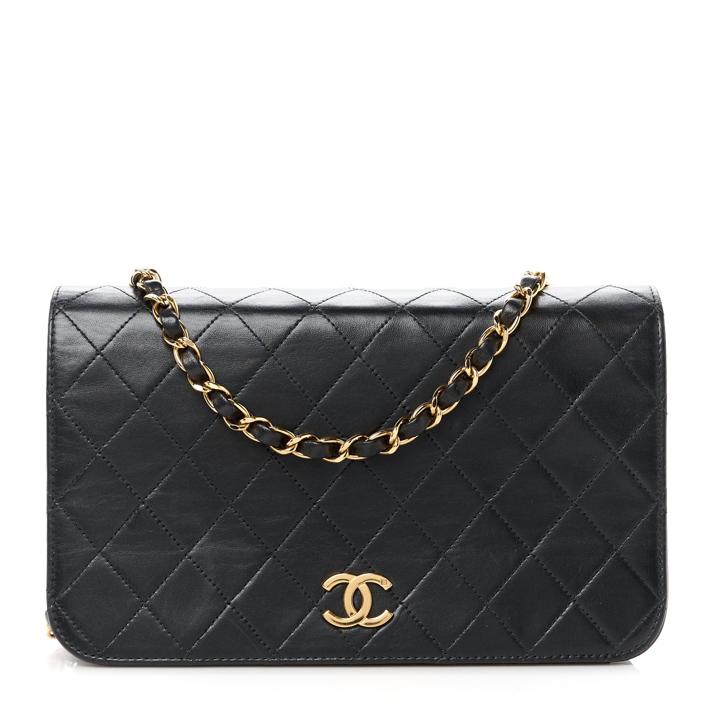 Lambskin Quilted Small Single Flap Black