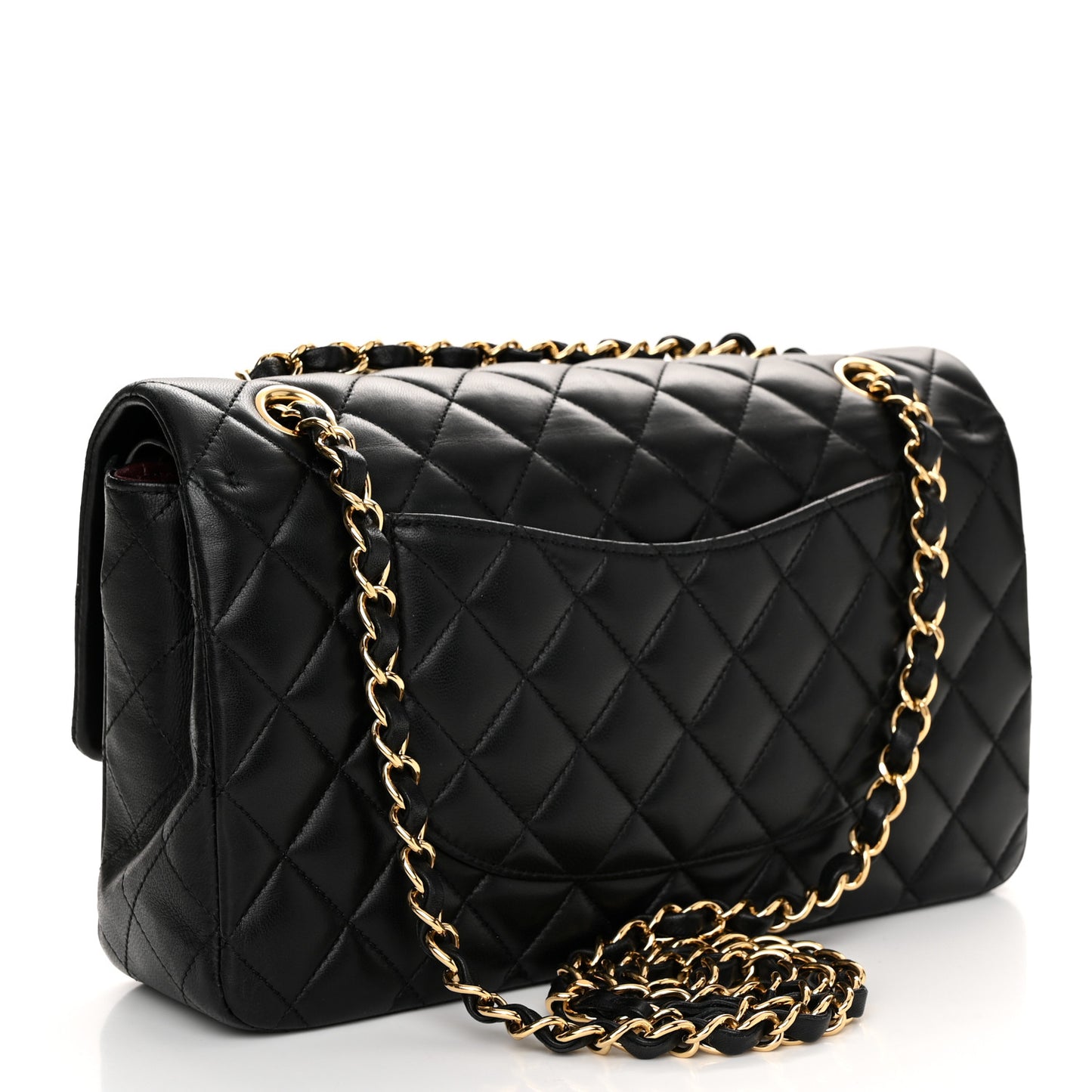 Lambskin Quilted Medium Double Flap Black