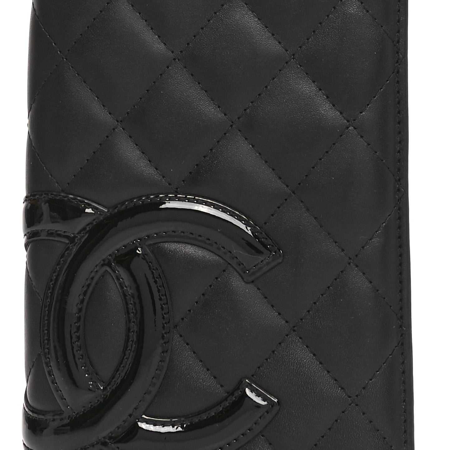 Calfskin Quilted Cambon Yen Wallet Black