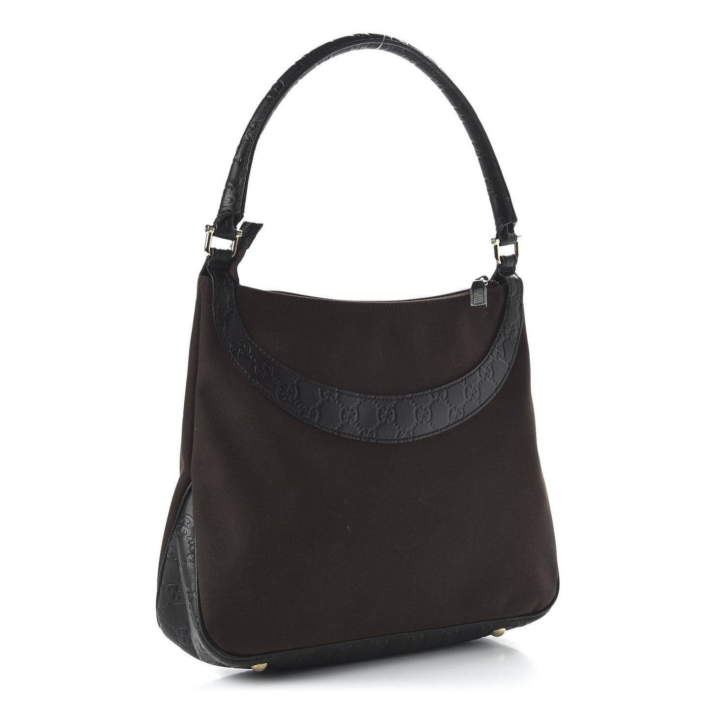 Guccissima Trim Canvas Hobo Dark Brown