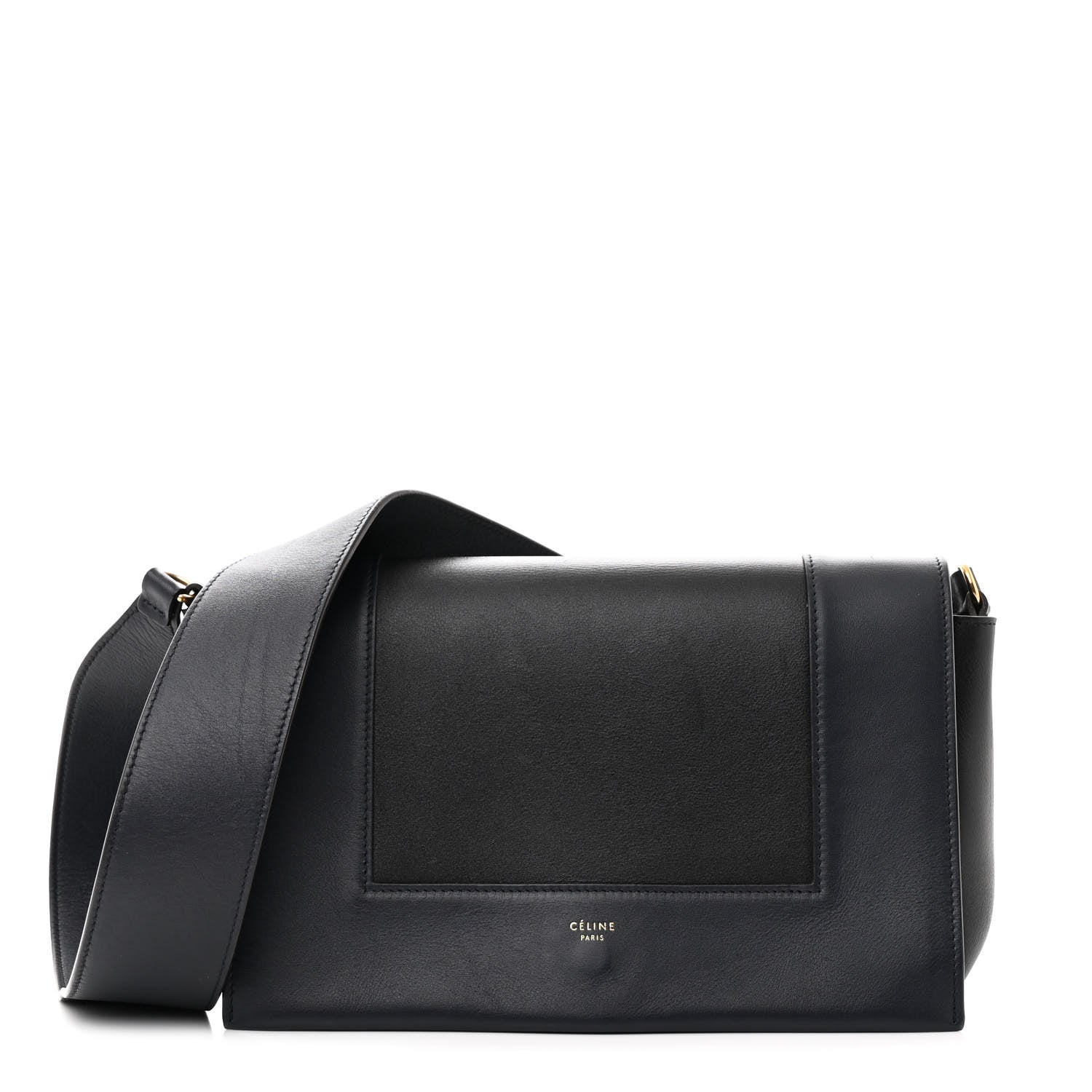 Celine Shiny Smooth Calfskin Medium Frame Shoulder Bag Black Navy 1 of 15