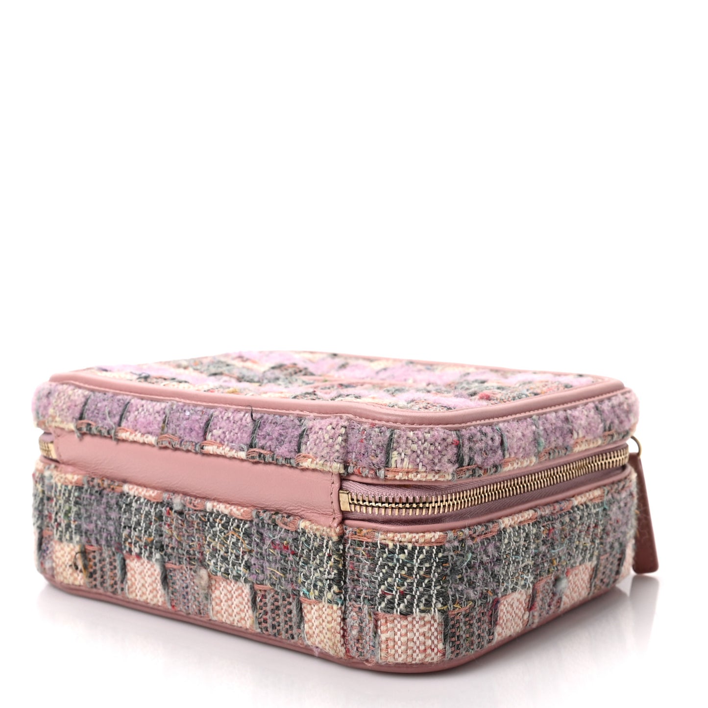 Tweed Quilted Medium CC Filigree Vanity Case Pink Multicolor