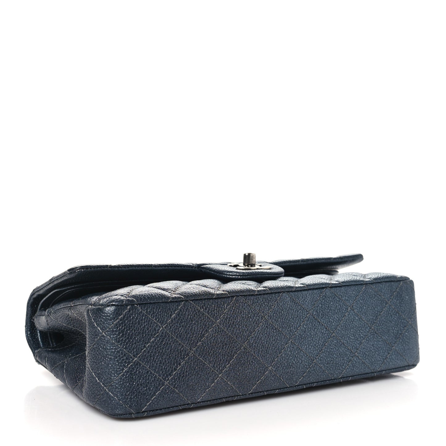 Pearly Caviar Quilted Medium Double Flap Grey