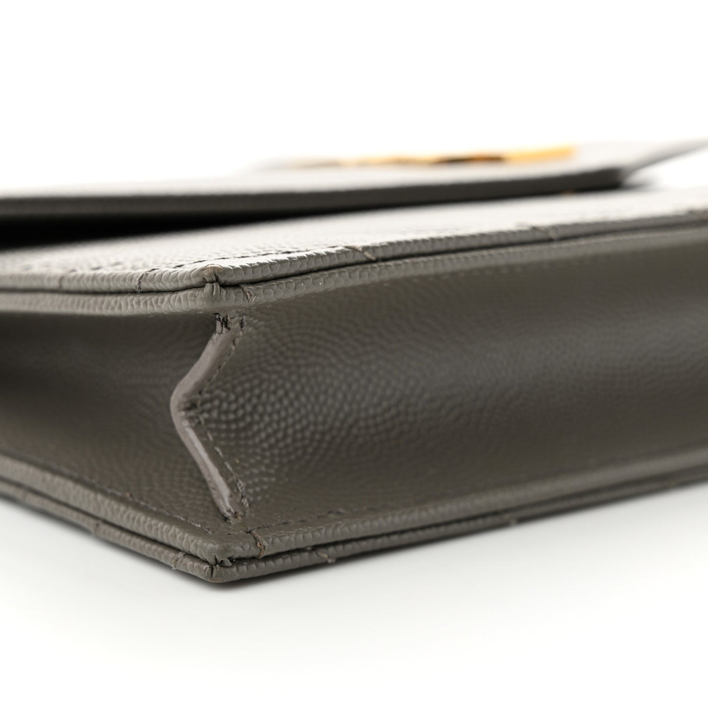 Grain De Poudre Matelasse Chevron Monogram Envelope Chain Wallet Fog