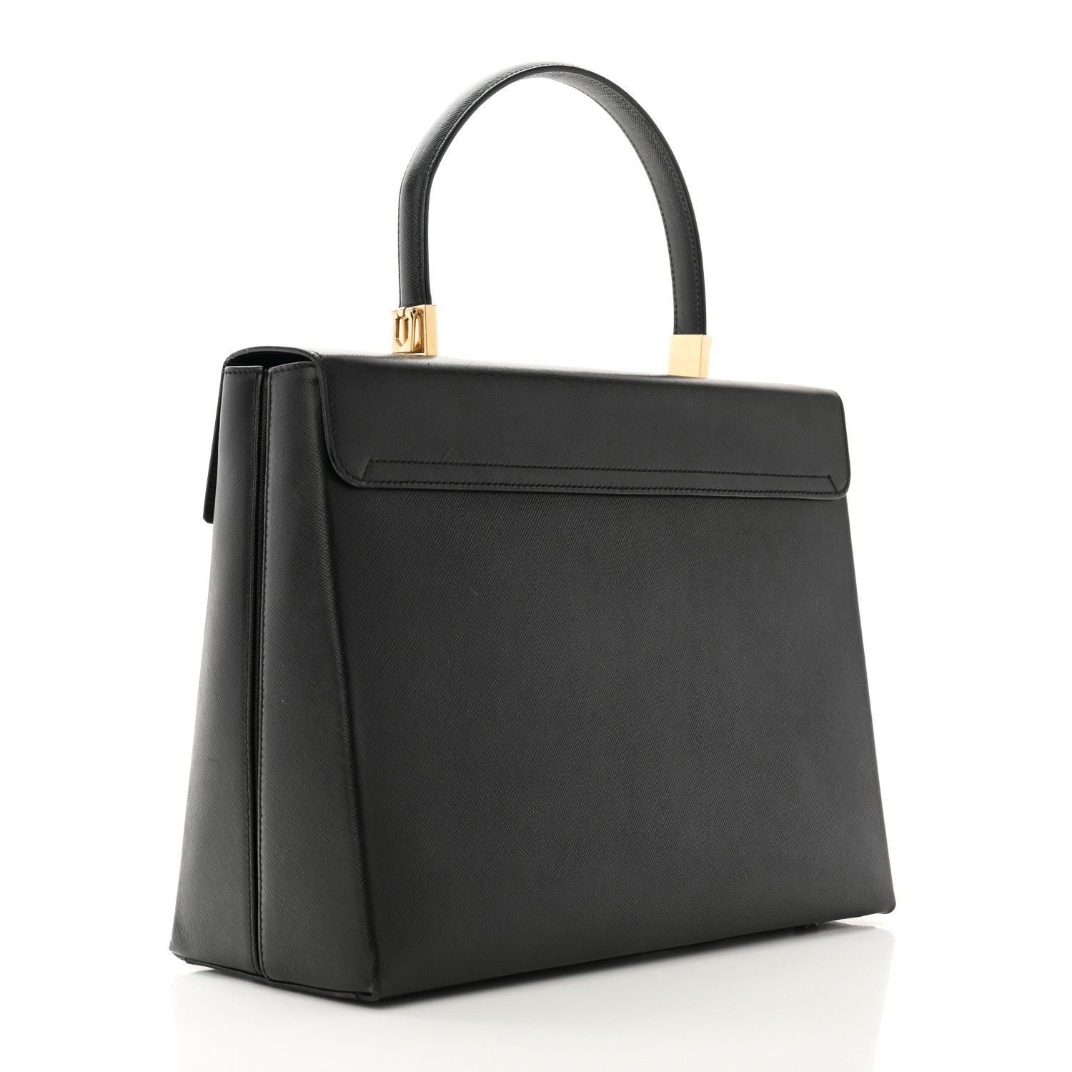 Salvatore Ferragamo Hammered Calfskin Iconic Large Top Handle Bag Black 3 of 10