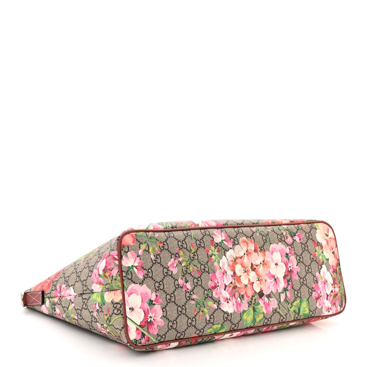Gucci GG Supreme Monogram Blooms Medium Zippered Tote Beige Multicolor Dry Rose 3 of 9
