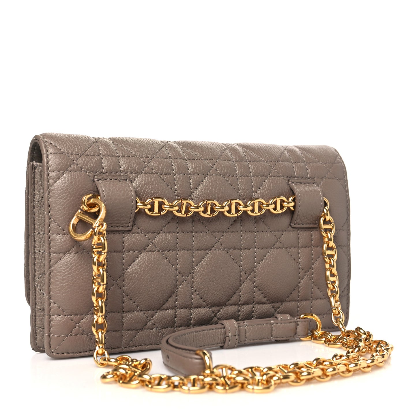 Supple Calfskin Cannage Caro Belt Pouch with Chain Warm Taupe