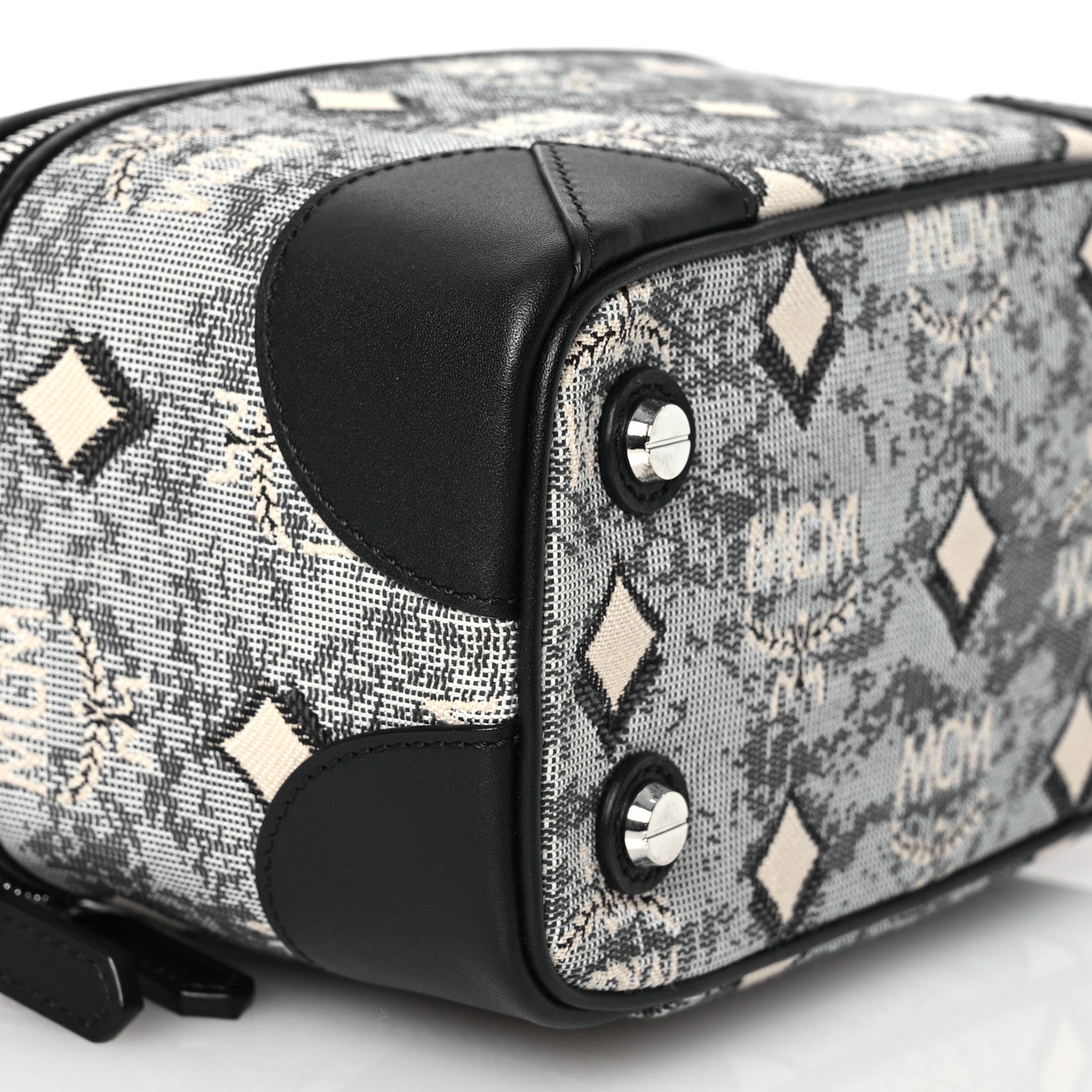 MCM Vintage Jacquard Monogram Rockstar Small Vanity Crossbody Bag Grey 8 of 9