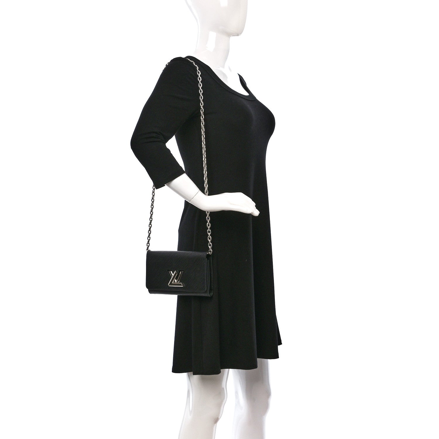 Louis Vuitton Epi Twist Chain Wallet Black 2 of 8