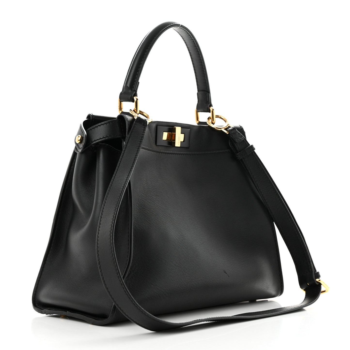 Vitello Seta Shiny Nappa Medium Peekaboo Iconic Satchel Black