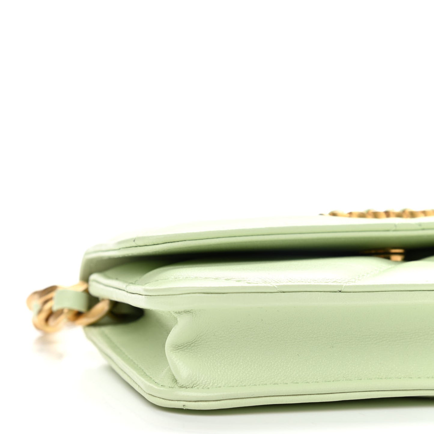 Lambskin Quilted Chanel 19 Clutch With Chain Light Green