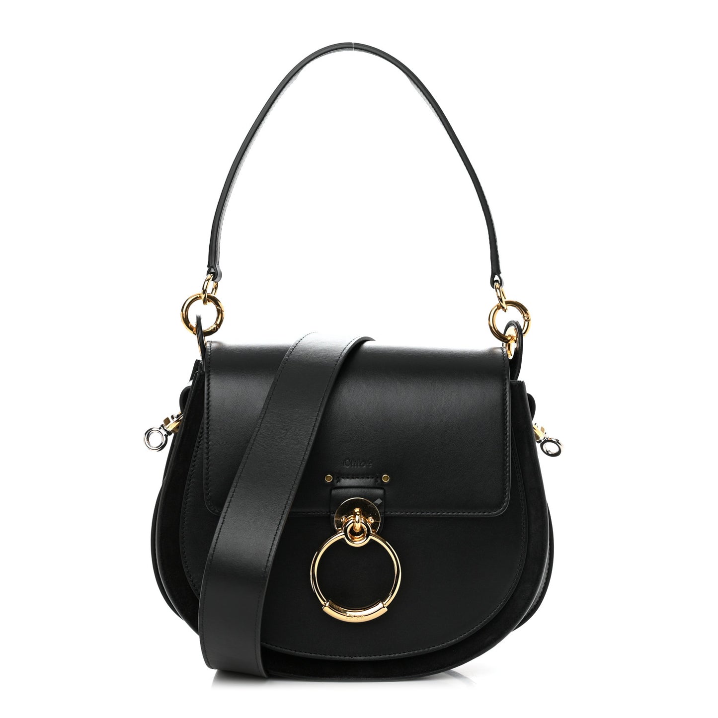 Calfskin Suede Large Tess Bag Black