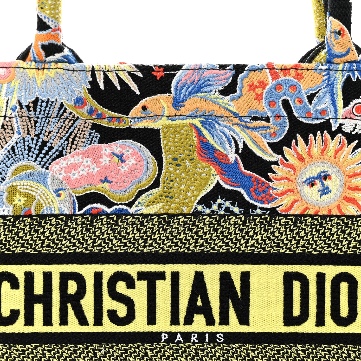 Christian Dior Canvas Zodiac Fantastico Embroidered Medium Book Tote Black Multicolor 8 of 12