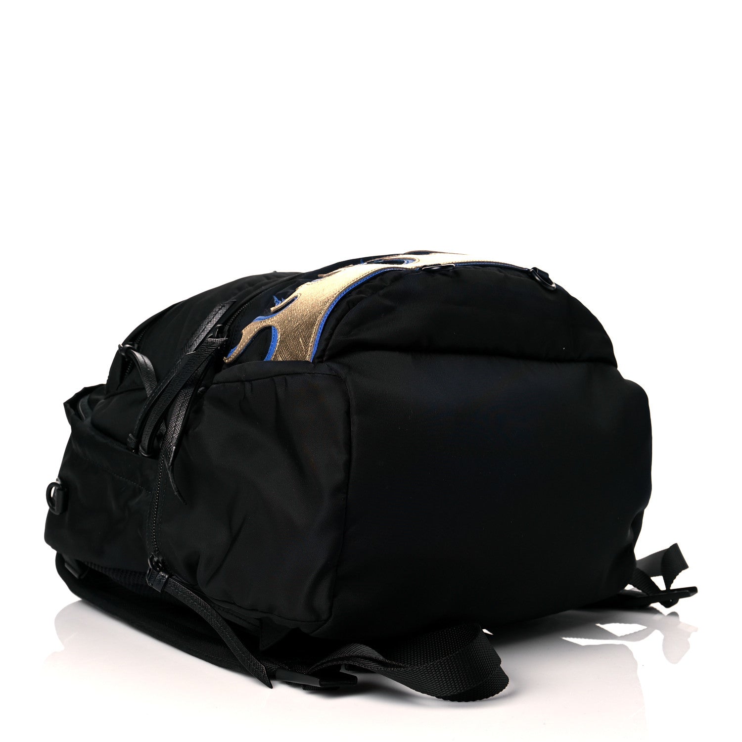 Prada Nylon Saffiano Flame Backpack Black 3 of 9