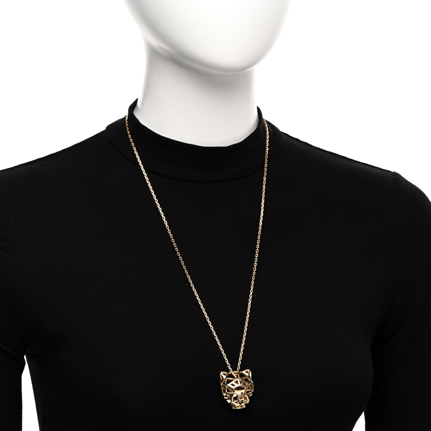 18K Yellow Gold Tsavorite Black Onyx Panthere De Cartier Pendant Necklace