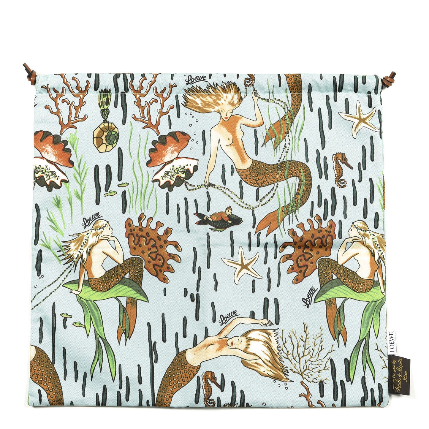 Canvas Mermaid Print Paula's Ibiza Small Drawstring Pouch
