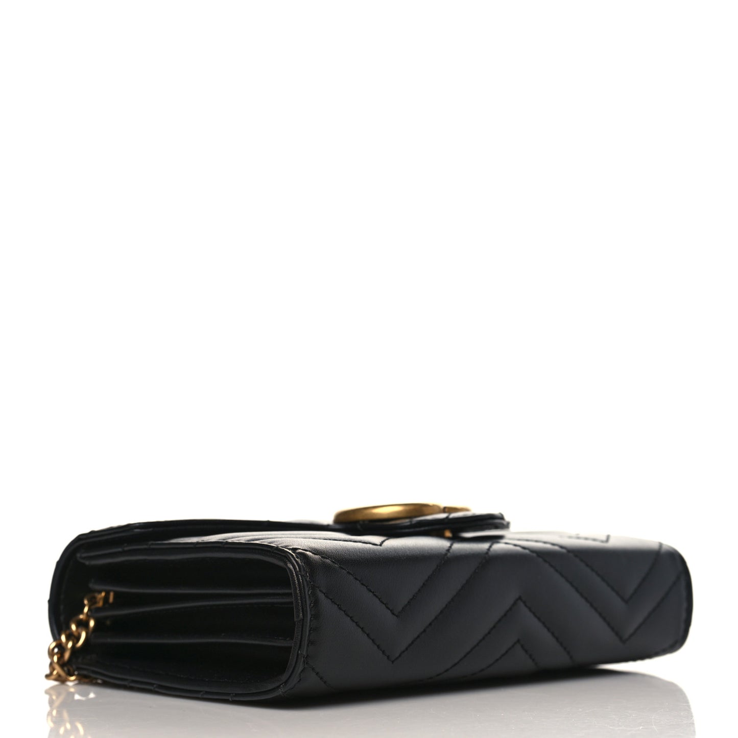 Calfskin Matelasse GG Marmont Chain Wallet Black