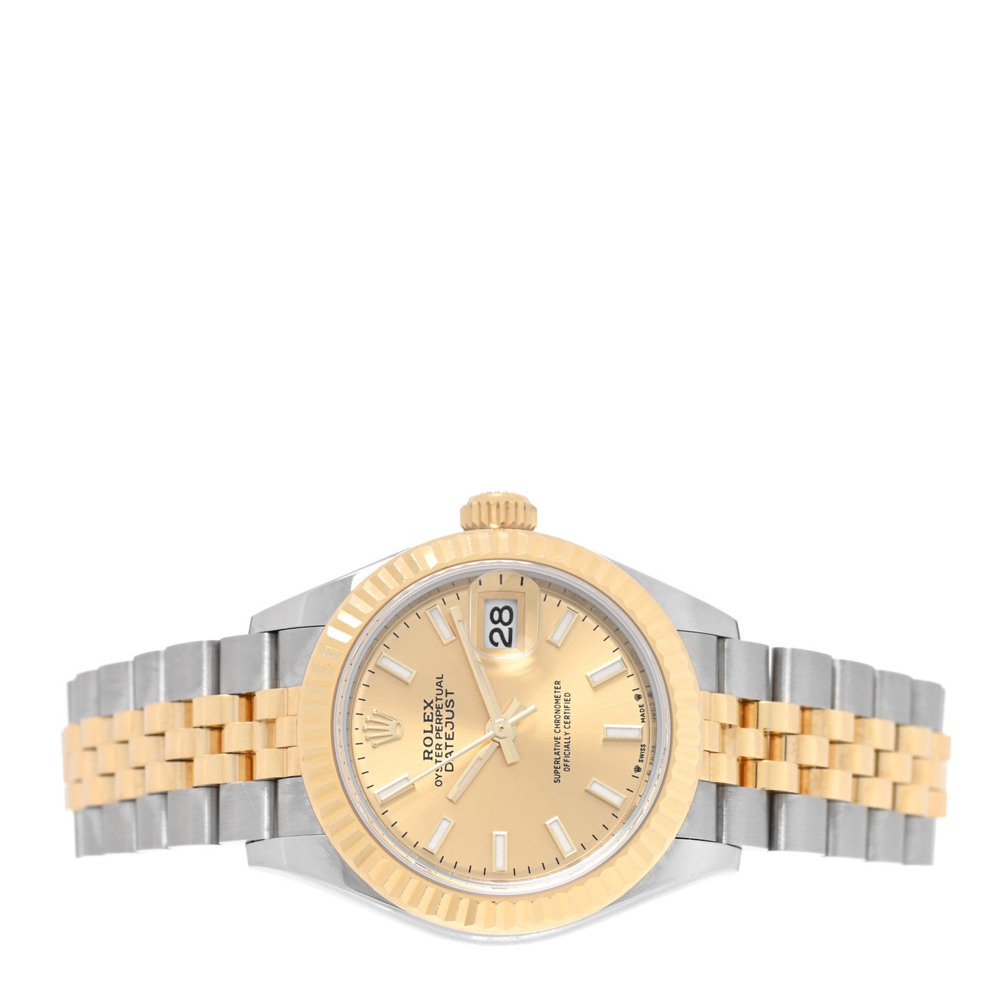 Stainless Steel 18K Yellow Gold 28mm Oyster Perpetual Datejust Watch Champagne 279173