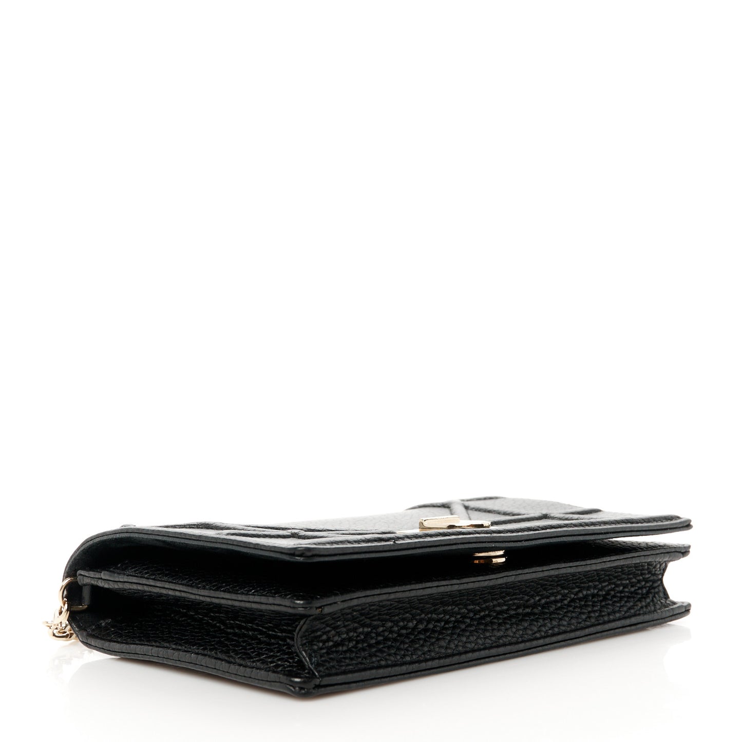 Grained Calfskin Diorama Wallet on Chain Pouch Black