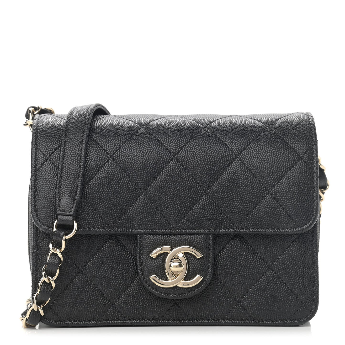 Caviar Quilted Like A Wallet Flap Black