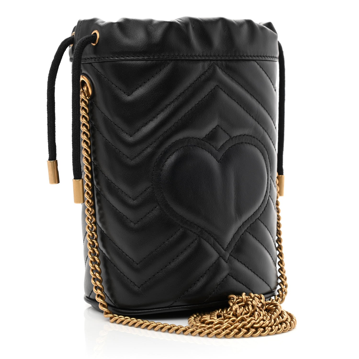 Gucci Calfskin Matelasse Mini GG Marmont 2.0 Bucket Bag Black 3 of 12