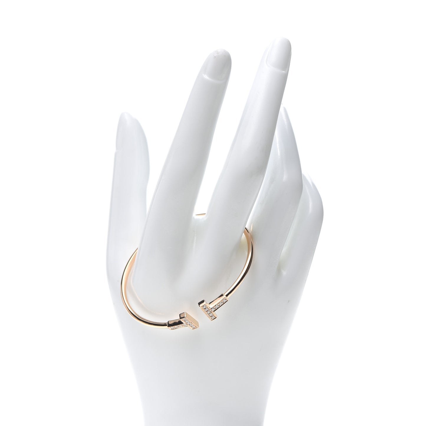 18K Rose Gold Diamond T Wire Bracelet