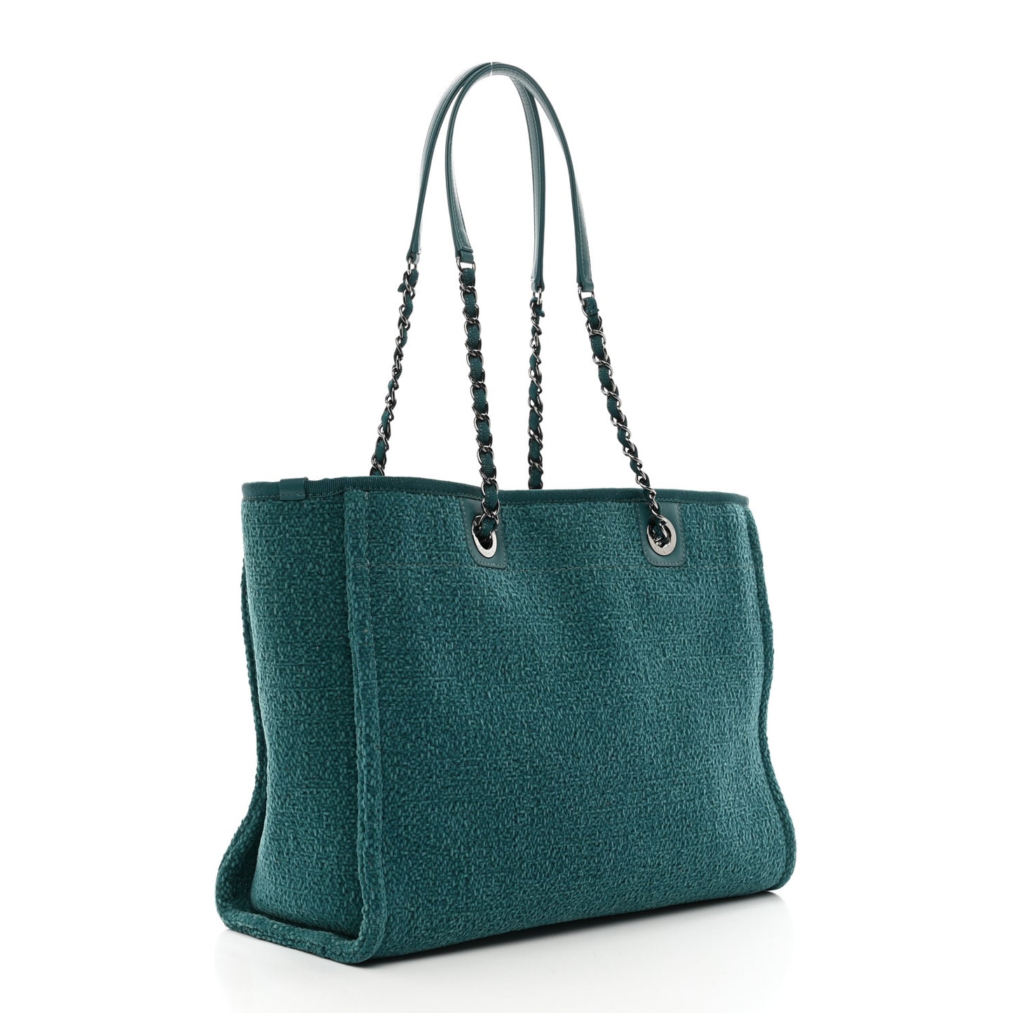 Lurex Boucle Small Deauville Tote Turquoise