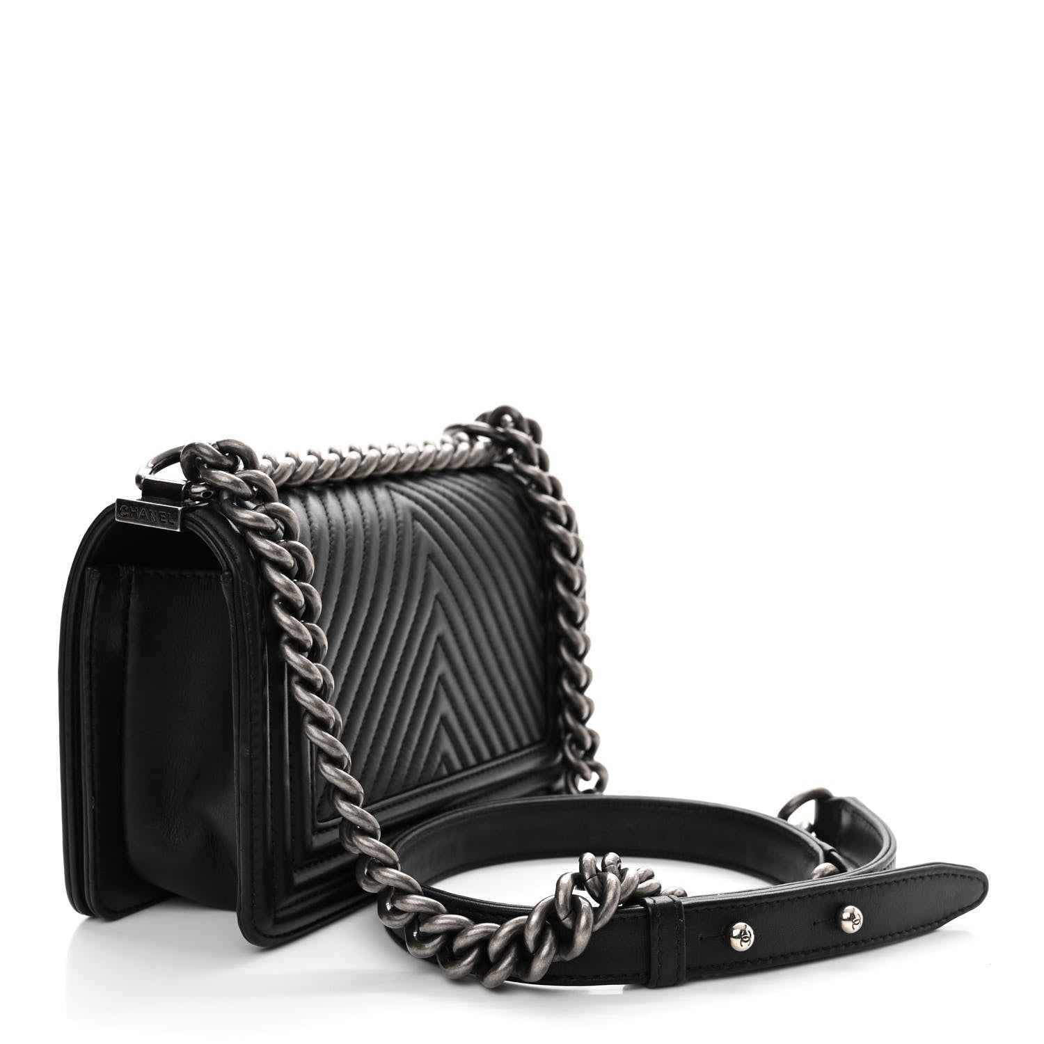 Chanel Calfskin Chevron Quilted Small Boy Flap Black 3 of 13
