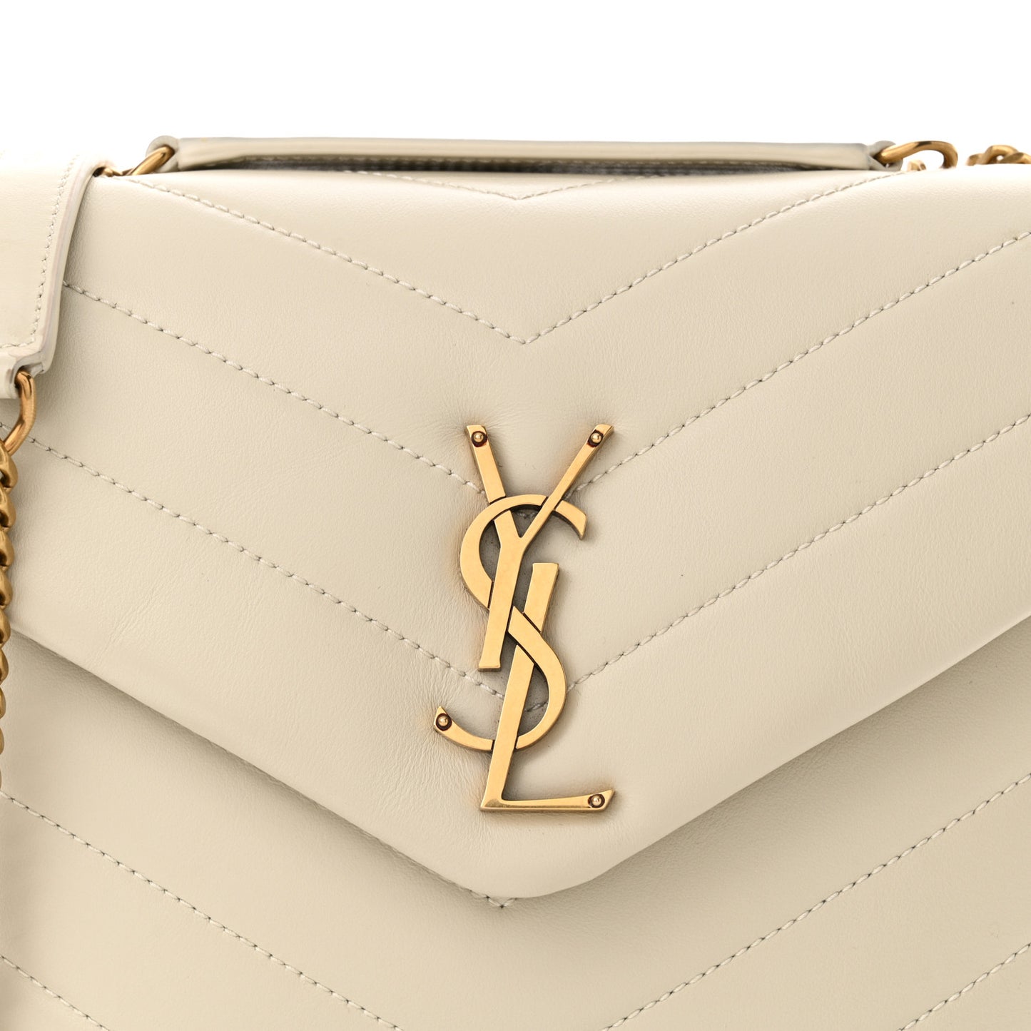 Calfskin Y Quilted Monogram Small Loulou Chain Satchel Crema Soft