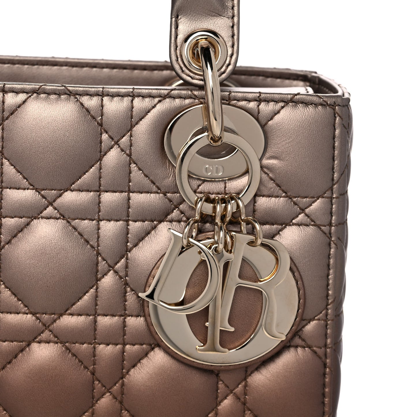 Metallic Lambskin Cannage Gradient Small My ABCDior Lady Dior Metal Rose