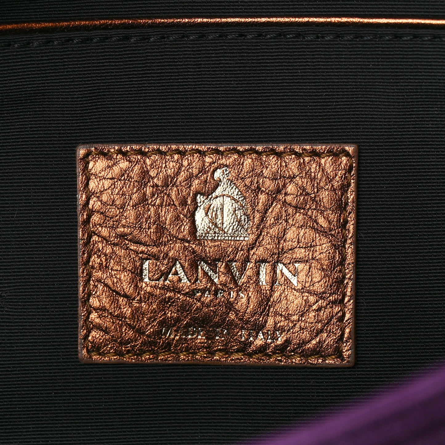 Satin Quilted Feather Crystal Embellished Ouloulette Shoulder Bag Purple