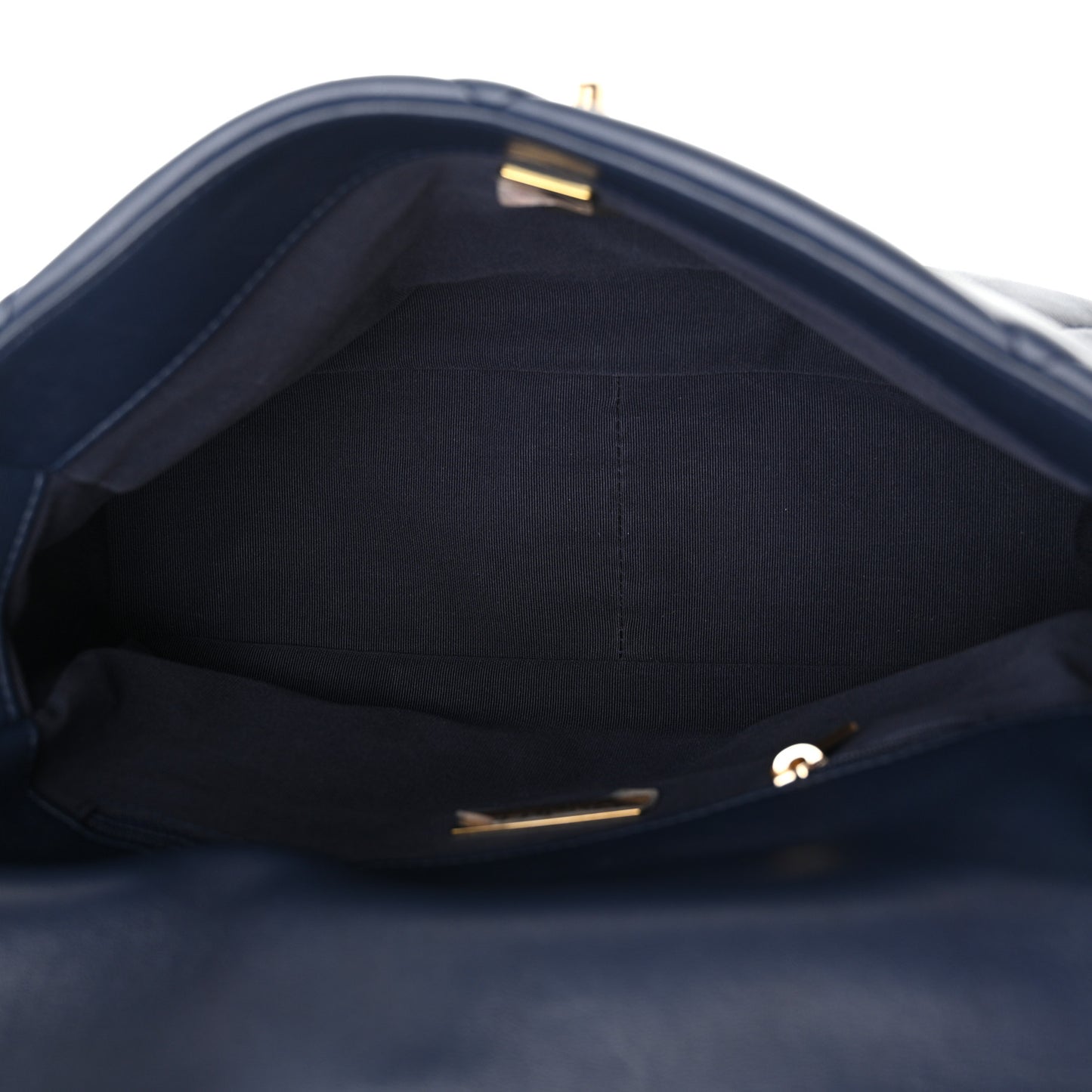 Lambskin Quilted Large Chanel 19 Flap Navy Blue
