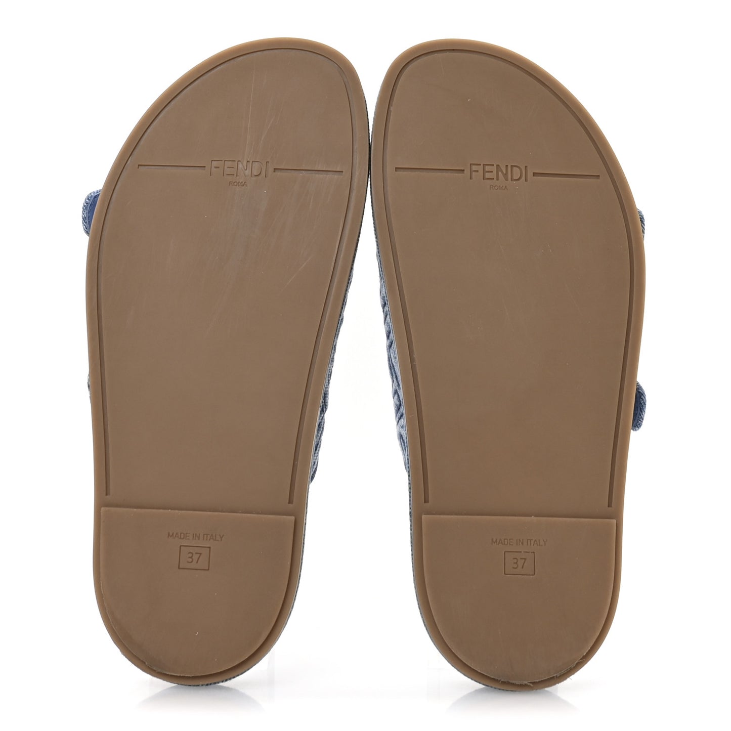 Denim FF Quilted Fendi Feel Buckled Slide Sandals 37 Blue