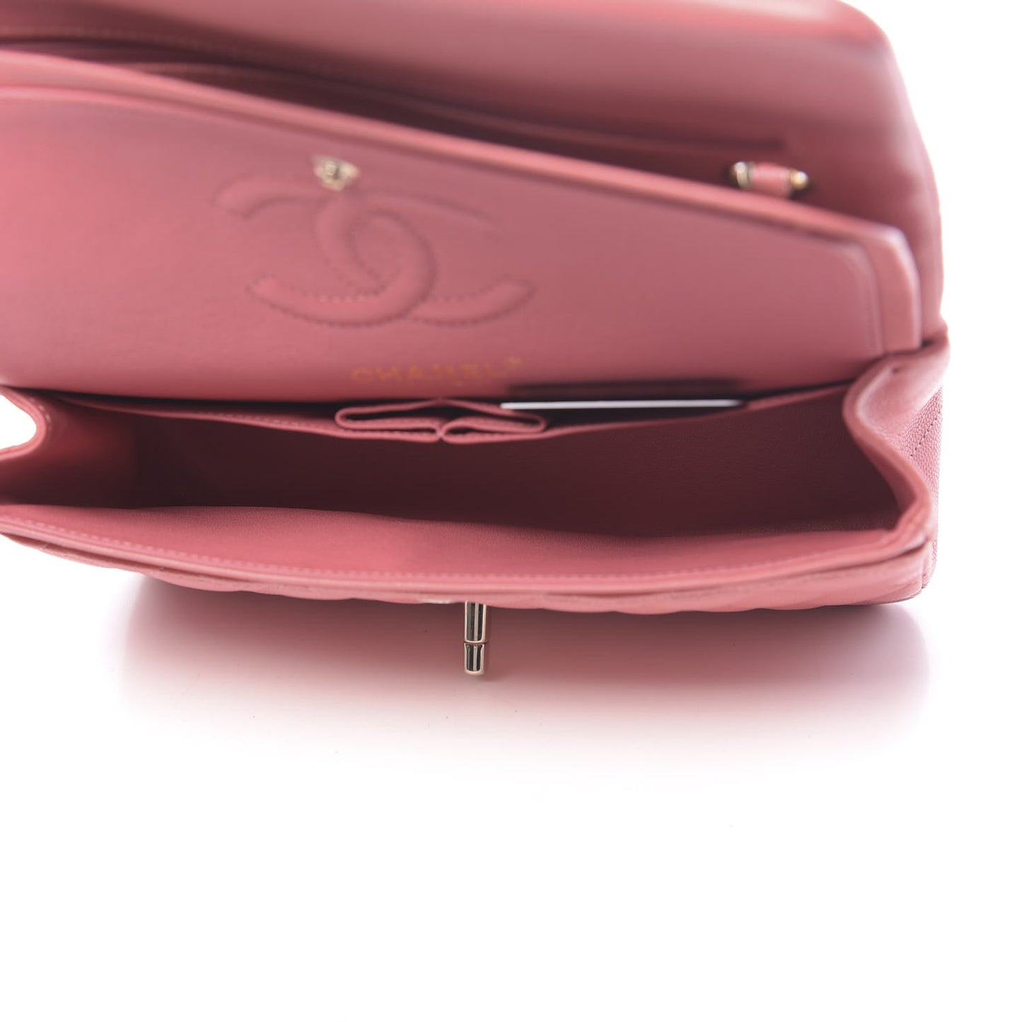 Caviar Quilted Small Double Flap Rose