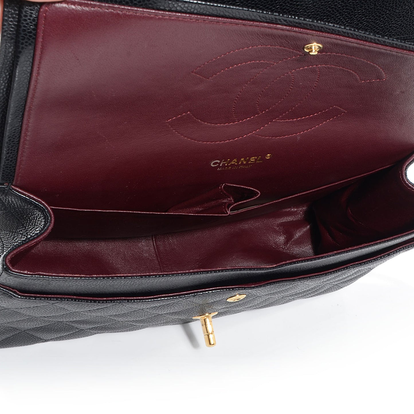 Caviar Quilted Jumbo Double Flap Black
