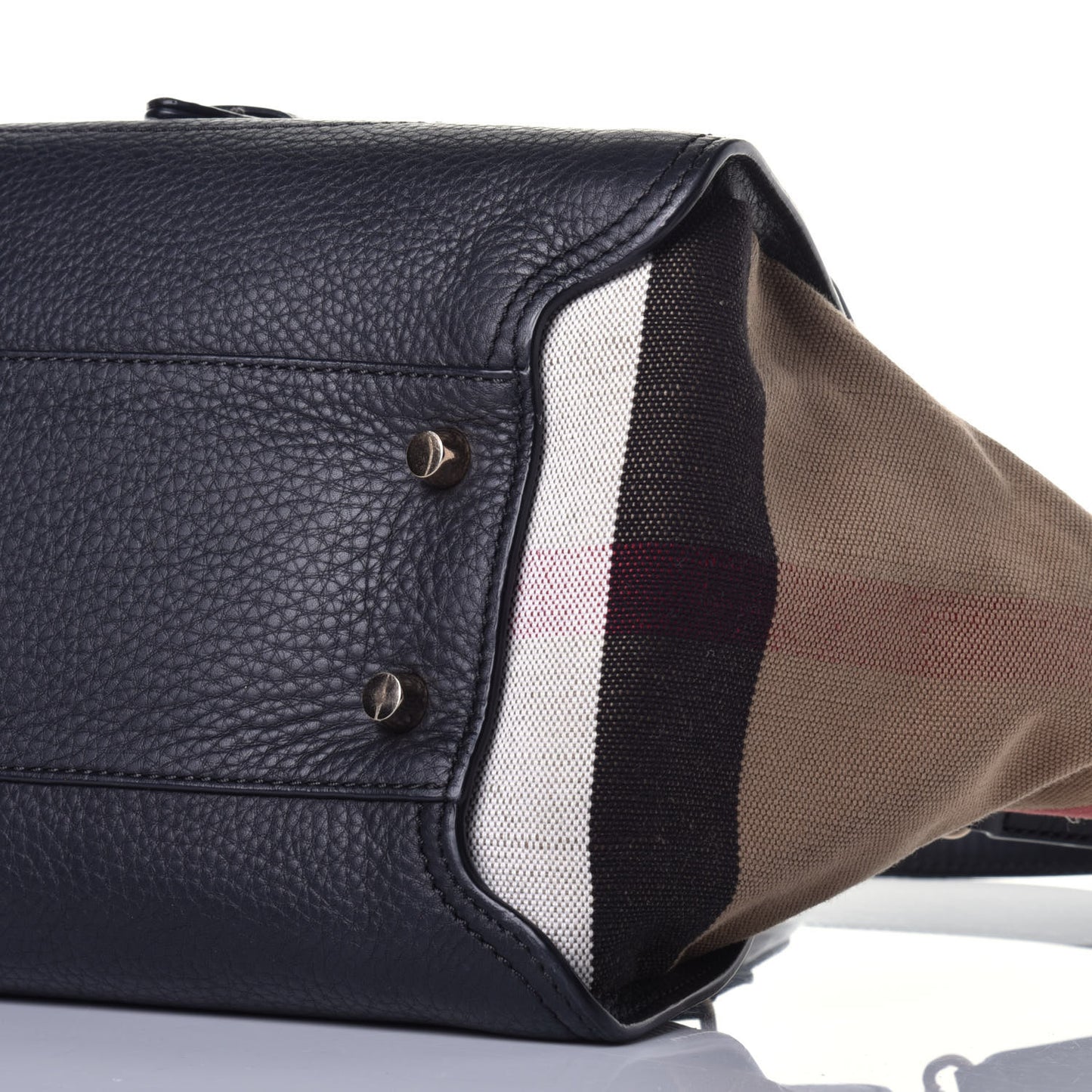 Canvas Mega Check Grained Calfskin Medium Harcourt Satchel Black