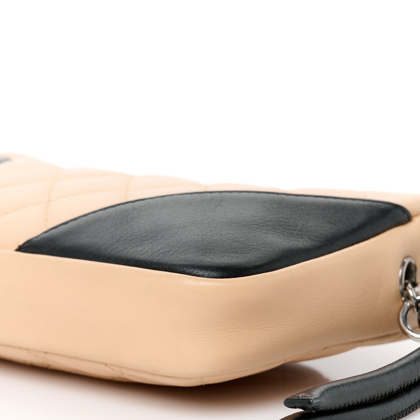 Calfskin Quilted Cambon Pochette Beige Black