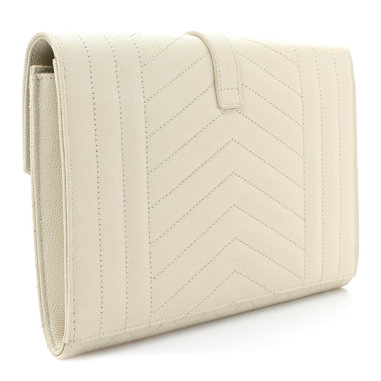 Grain De Poudre Textured Mixed Matelasse Triquilt Monogram Clutch Blanc Vintage
