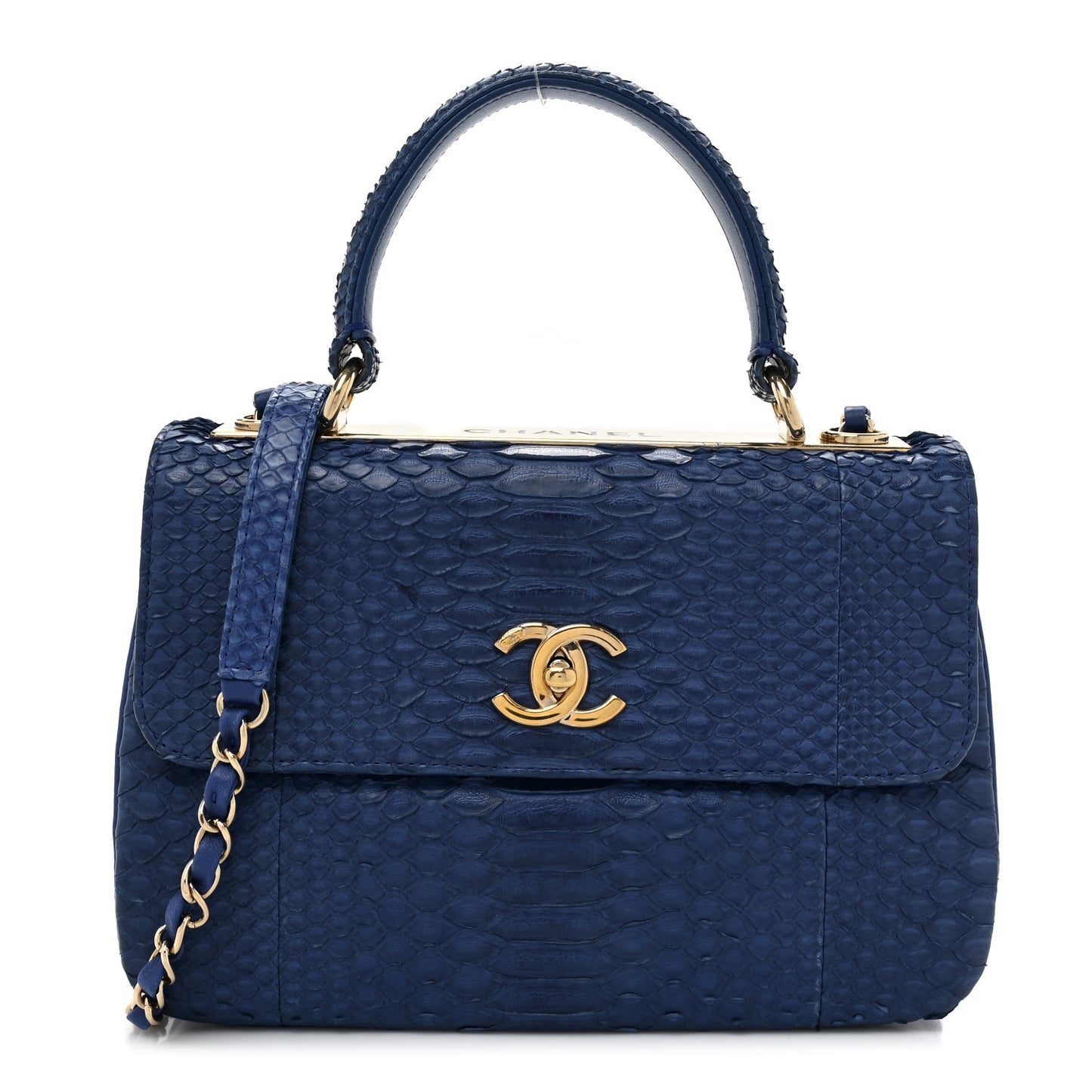 Snakeskin Quilted Small Trendy CC Chain Dual Handle Flap Bag Blue
