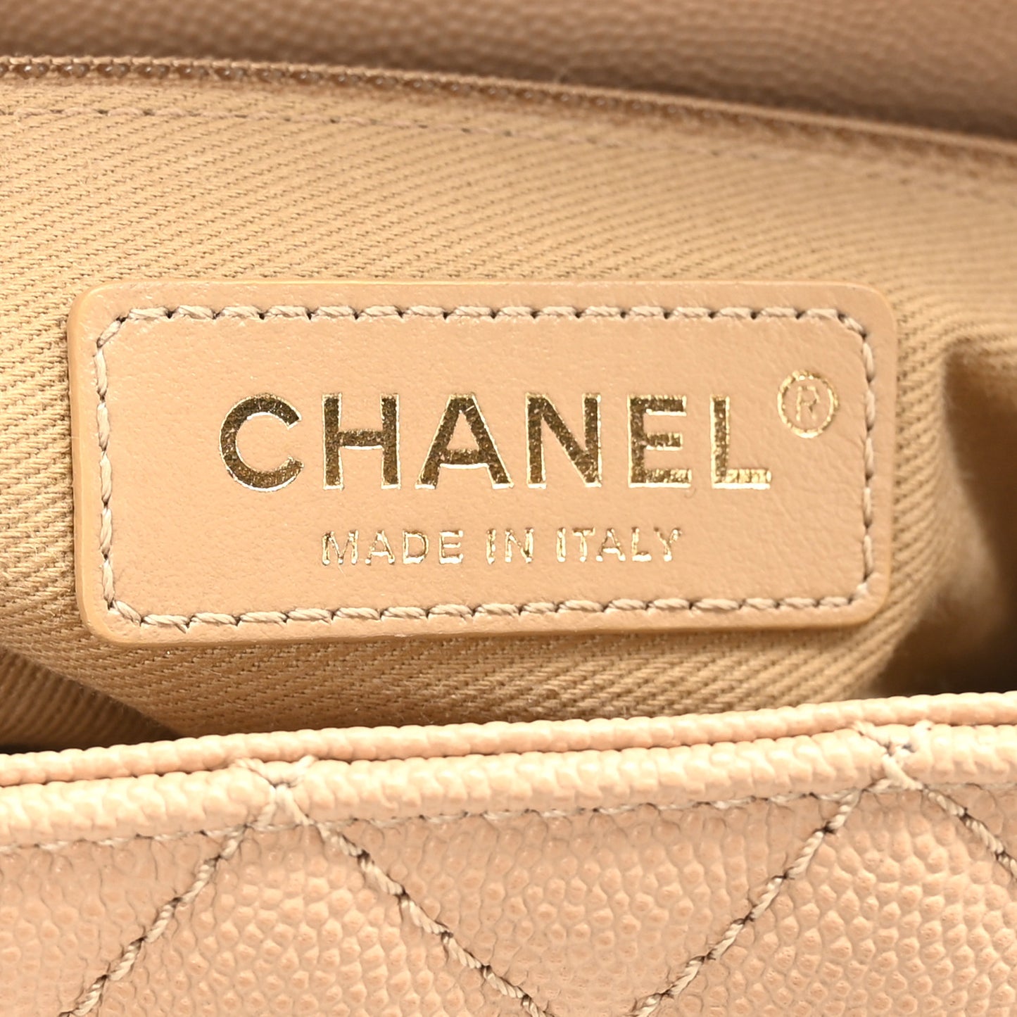 Caviar Lizard Embossed Quilted Small Coco Handle Flap Beige