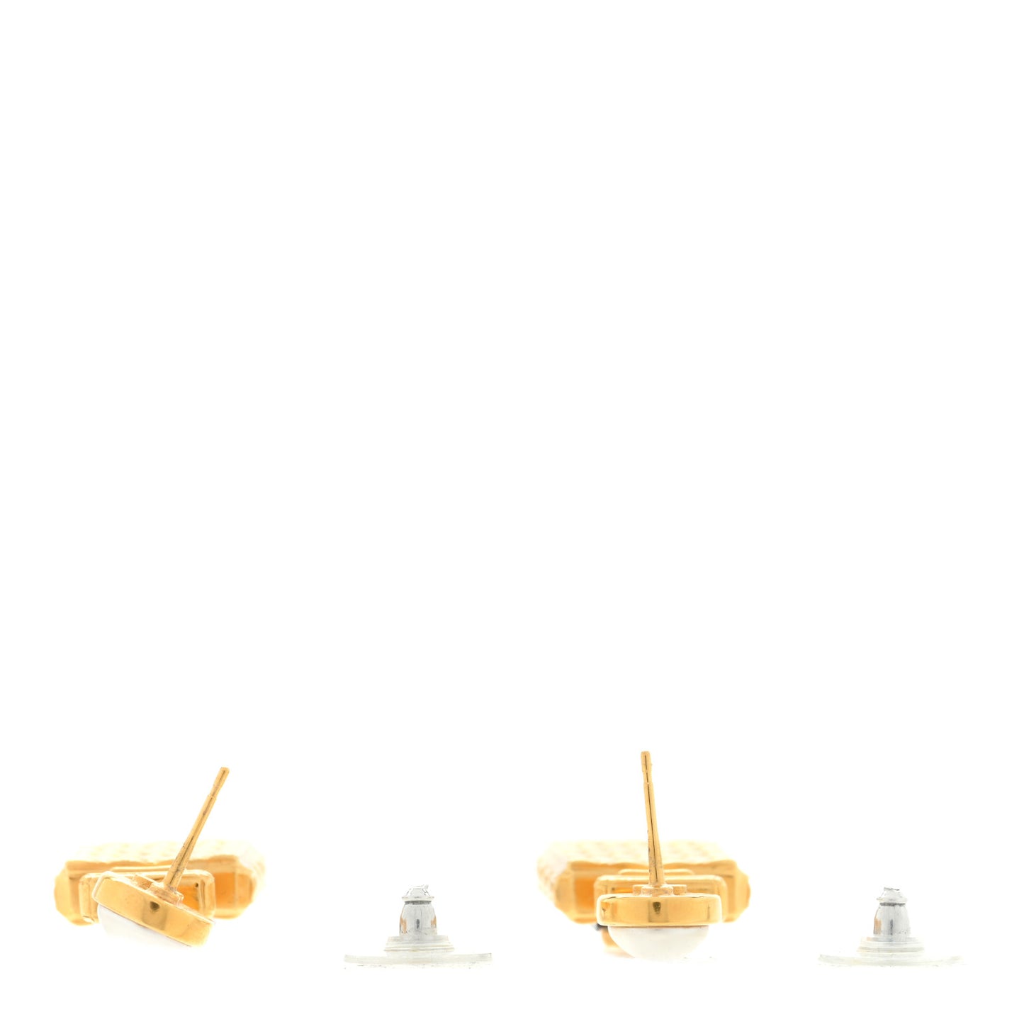 Crystal Pearl CC Perfume Bottle Drop Earrings Gold