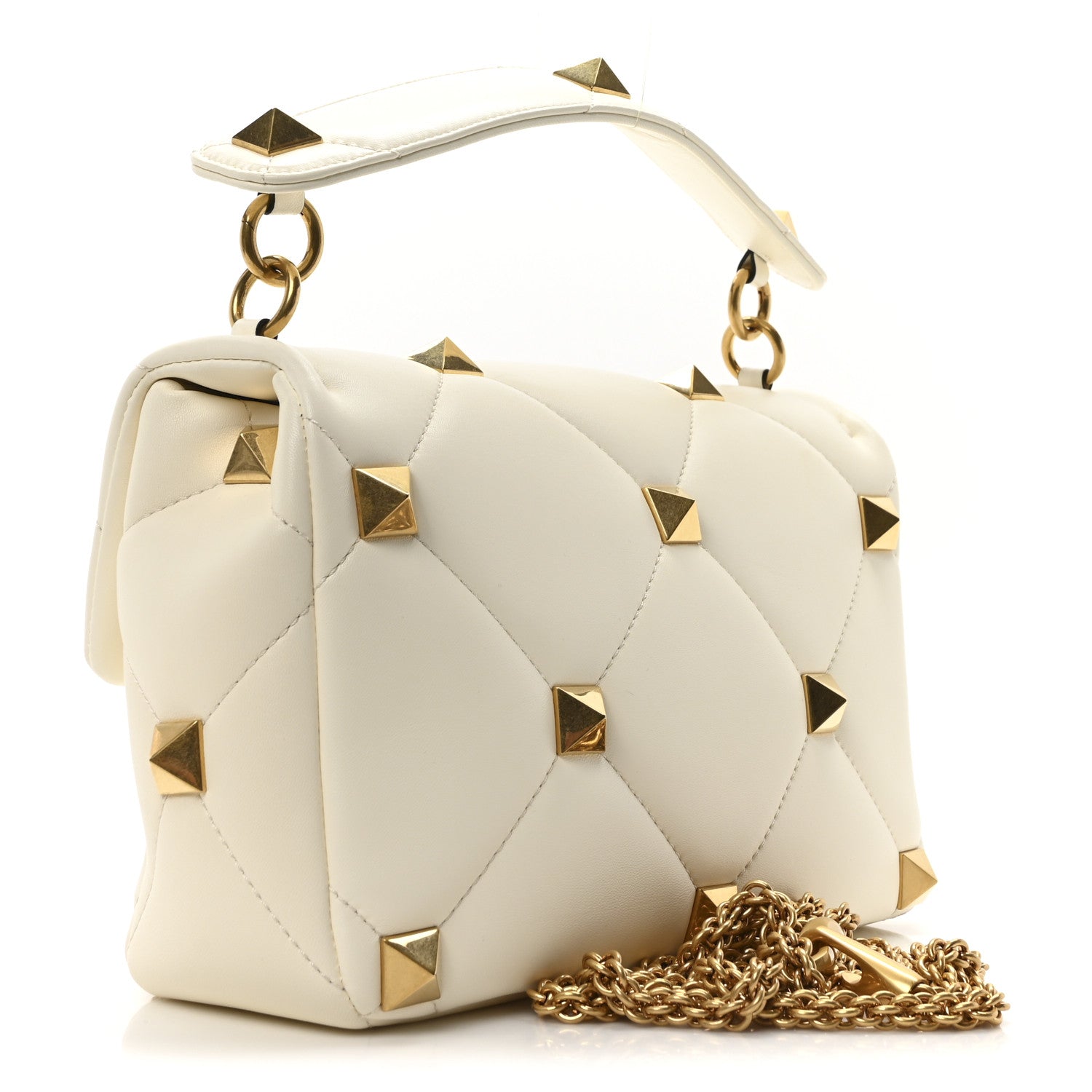 Valentino Garavani Nappa Large Roman Stud Shoulder Bag Ivory 4 of 17