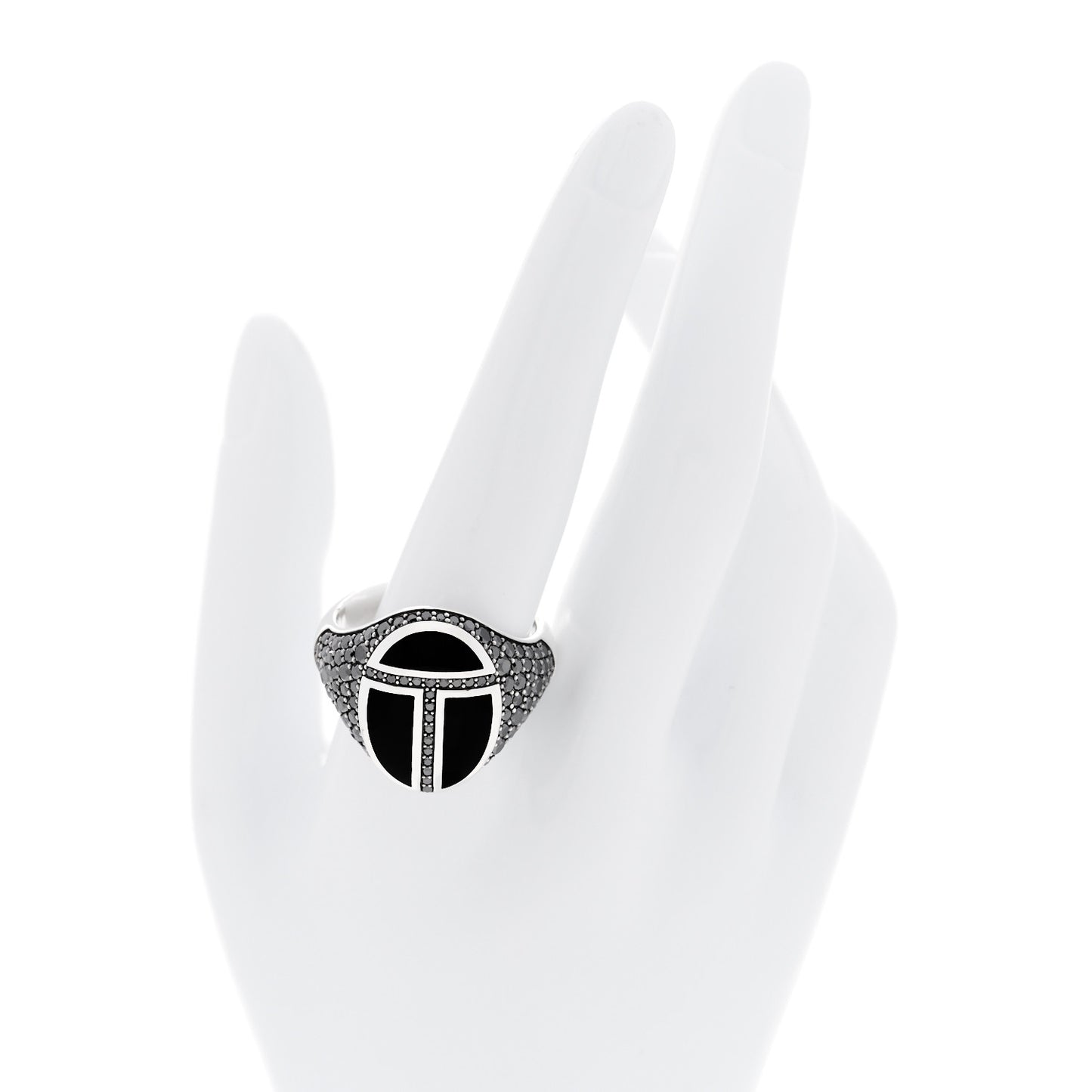 Sterling Silver Black Diamond Black Onyx Cairo Signet Ring 70 13