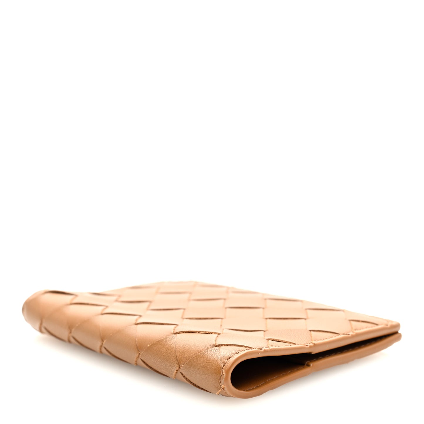 Nappa Intrecciato Passport Case Caramel
